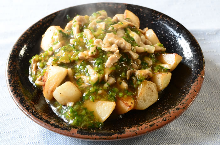 焼き白かぶの肉あんかけ