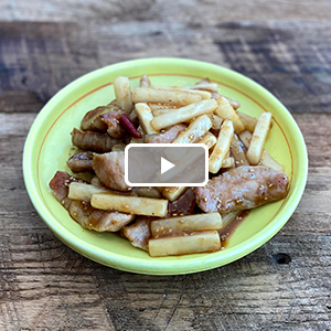 美崎大根と豚とろの香味炒め