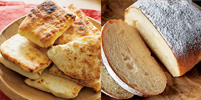 簡単網焼きパンと甘酒へたパン