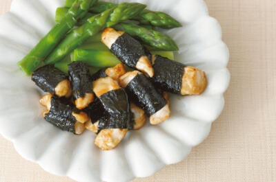 鶏肉の磯辺焼き アスパラ添え