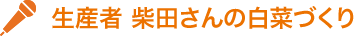 生産者 柴田さんの白菜づくり