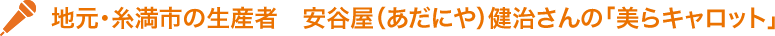 地元・糸満市の生産者　安谷屋（あだにや）健治さんの「美らキャロット」