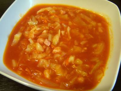 キャベツとベーコンの簡単トマトスープ
