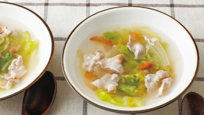 【今日の料理】【今日の料理】豚バラとレタスの梅スープ