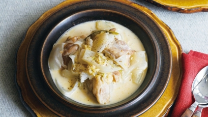 【今日の料理】【今日の料理】トロトロ白菜と鶏肉のクリーム蒸し煮