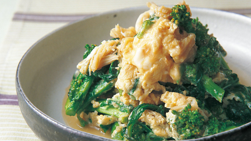 菜の花と帆立の卵とじ レシピ 斉藤 辰夫さん｜【みんなのきょうの料理】おいしいレシピや献立を探そう