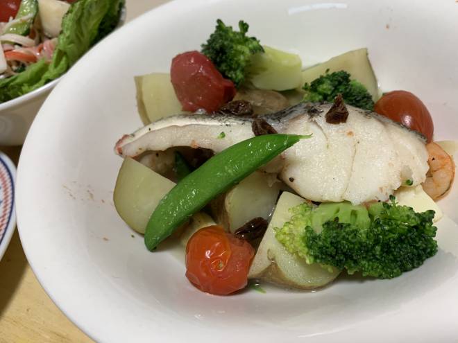 小岩井レーズンバターで！アクアパッツァ