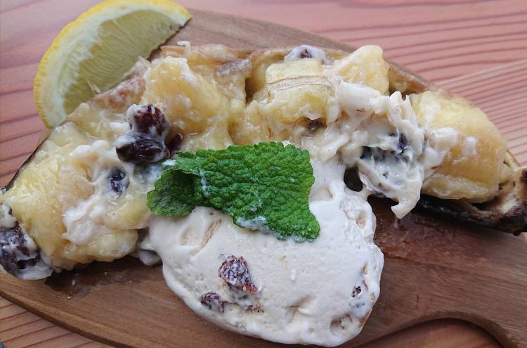 焼きバナナとレーズンバターの簡単デザート