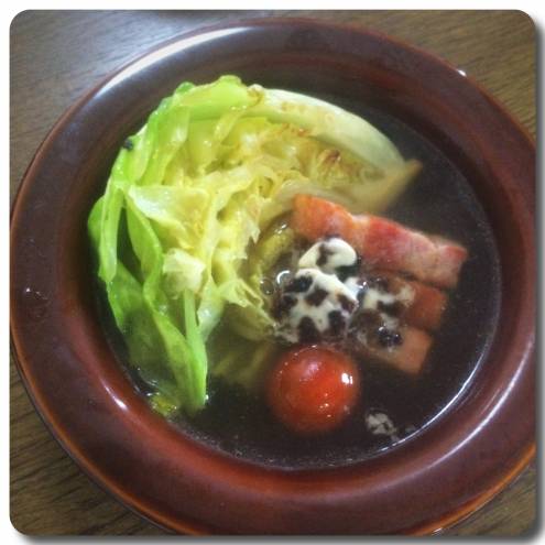 春キャベツとベーコンのスープ