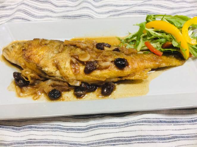 鮎のソテー  レーズンソース
