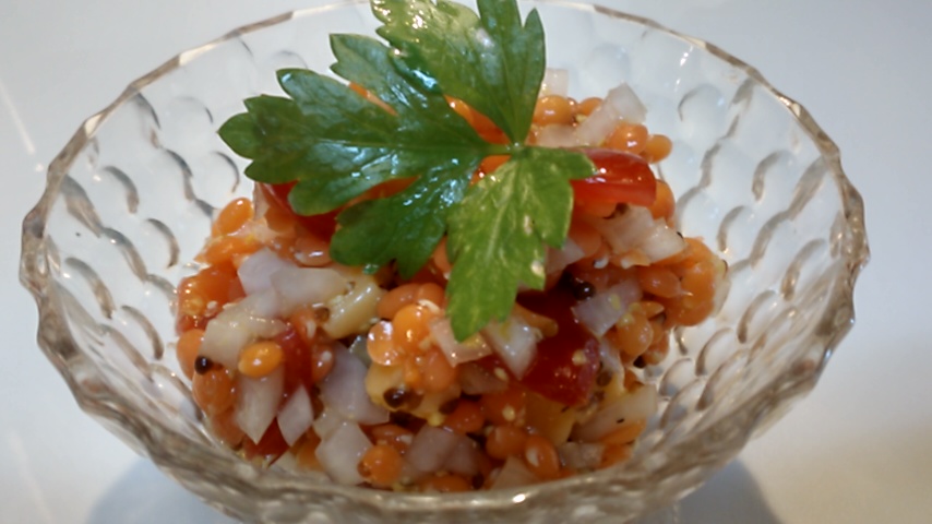 みりんでまろやかレンズ豆のサラダ