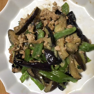 なすとピーマンの味噌炒め