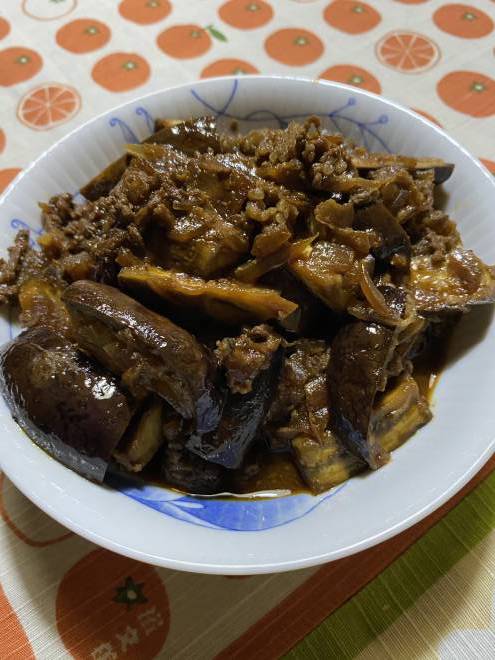 茄子のピリ辛肉味噌炒め