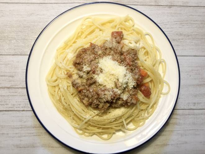 おから入りミートソースパスタ