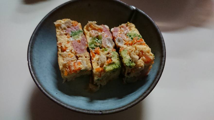 野菜たっぷりおから卵焼き