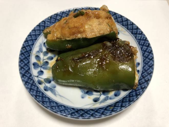 ピーマンのおから入り豆腐詰め