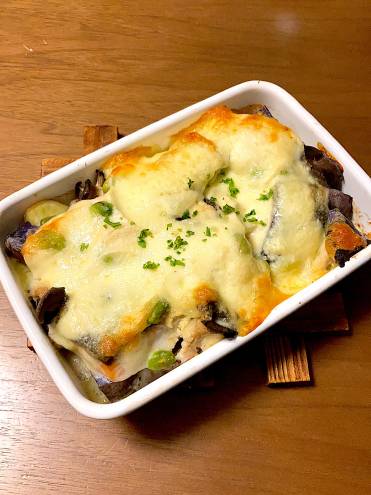 鮭とじゃがいもの豆乳グラタン