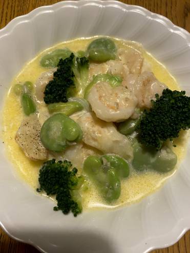 おからパウダーでえびのクリーム煮