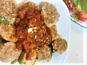 おからハンバーグピーマン肉詰め