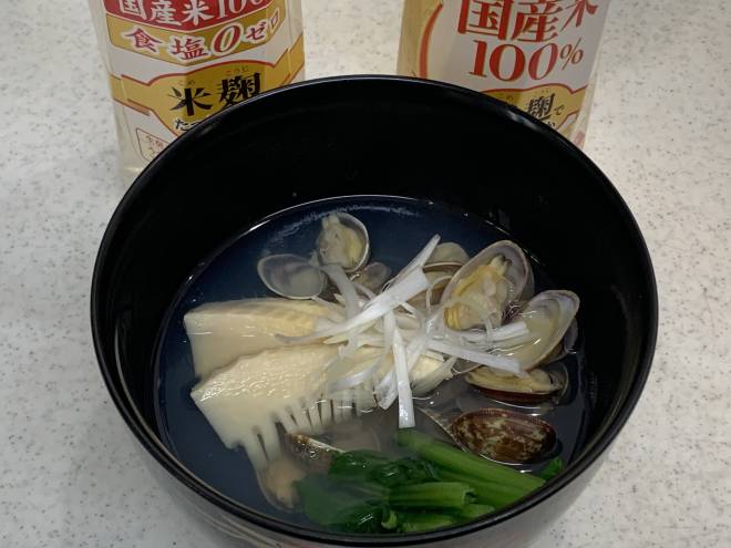 ★新鮮アサリの漁師風潮汁と春野菜の風