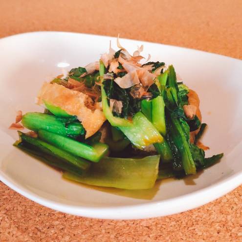 みりんと醤油、レンチンにはこの割合！小松菜と揚げの煮びたし