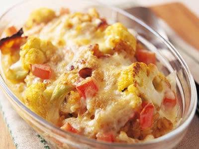 カリフラワー入りご飯のチーズ焼き