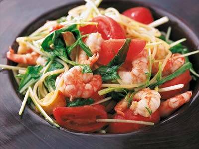 小えびと水菜のスパゲッティ