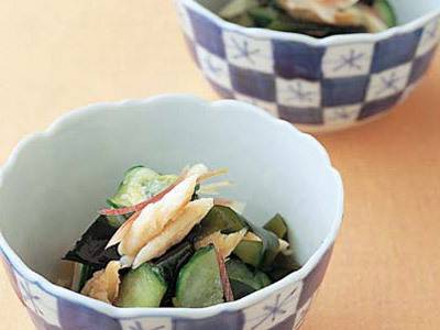 干物とわかめの酢の物