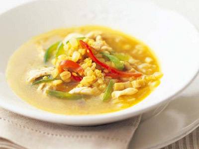 雑穀と鶏のスープ カレー風味