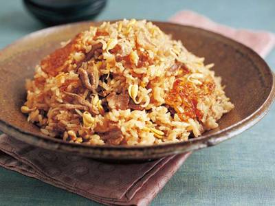 豆もやしのウーロンおこわ風