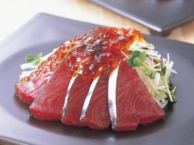 かつおの琥珀酢ゼリーサラダ