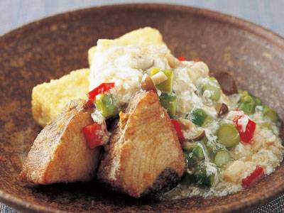 かつおと豆腐の野菜あんかけ