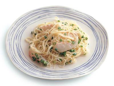 たいの刺身の冷製パスタ