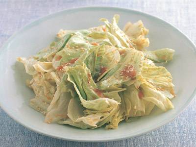 レタスのみそドレッシングかけ