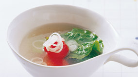 ミニトマトとサンチュのスープ