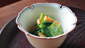 青ねぎと油揚げのからし酢みそあえ