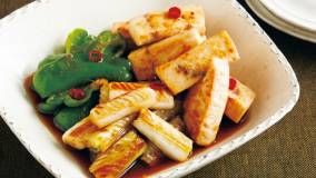 ねぎとかじきの焼きびたし