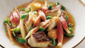 白身魚の甘酢みょうが炒め