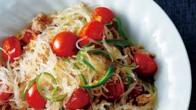 春雨とひき肉のミニトマト炒め