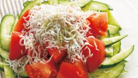 しらすときゅうり、トマトの和風サラダ