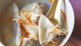 なす肉みそのスープギョーザ