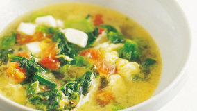 菜の花とトマトの中国風スープ