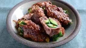 塩もみきゅうりの牛肉巻き