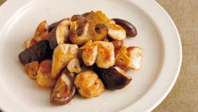 しいたけとささ身のにんにくバター炒め