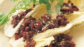 白菜の即席肉みそのせ