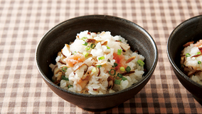 たらこと焼きしいたけ、細ねぎの混ぜご飯