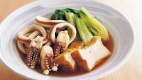 いかと厚揚げ、青菜のサッと煮