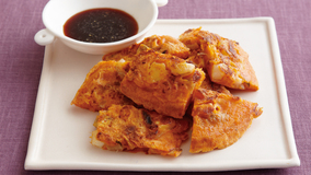 シーフードミックスとキムチのチヂミ