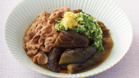 豚肉となすの昆布煮オクラかけ