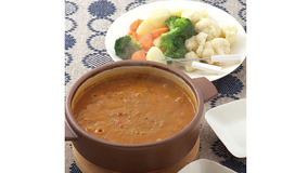 牛ひき肉のカレーフォンデュ鍋